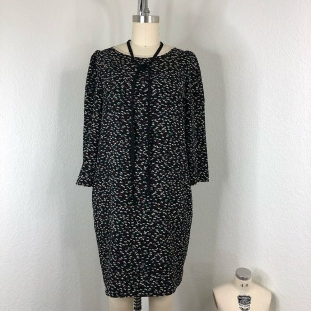 Claudie Pierlot Ringo Butterfly Neck Tie Mod Shift Mini Dress